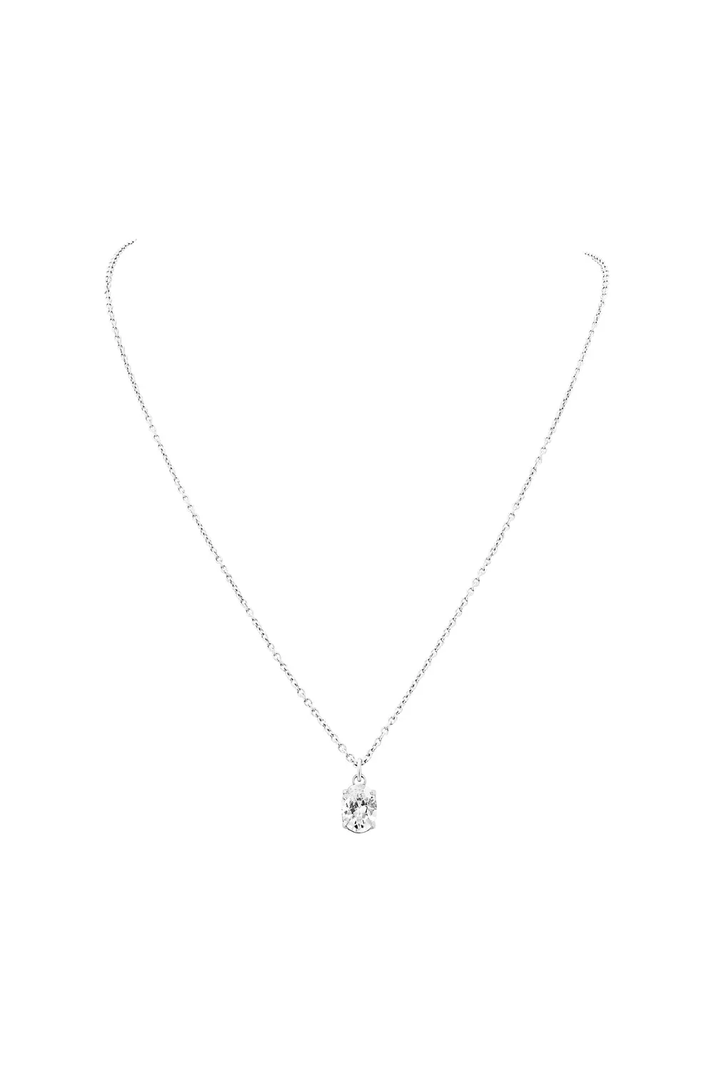 Brilliant Oval Pendant Necklace Silver