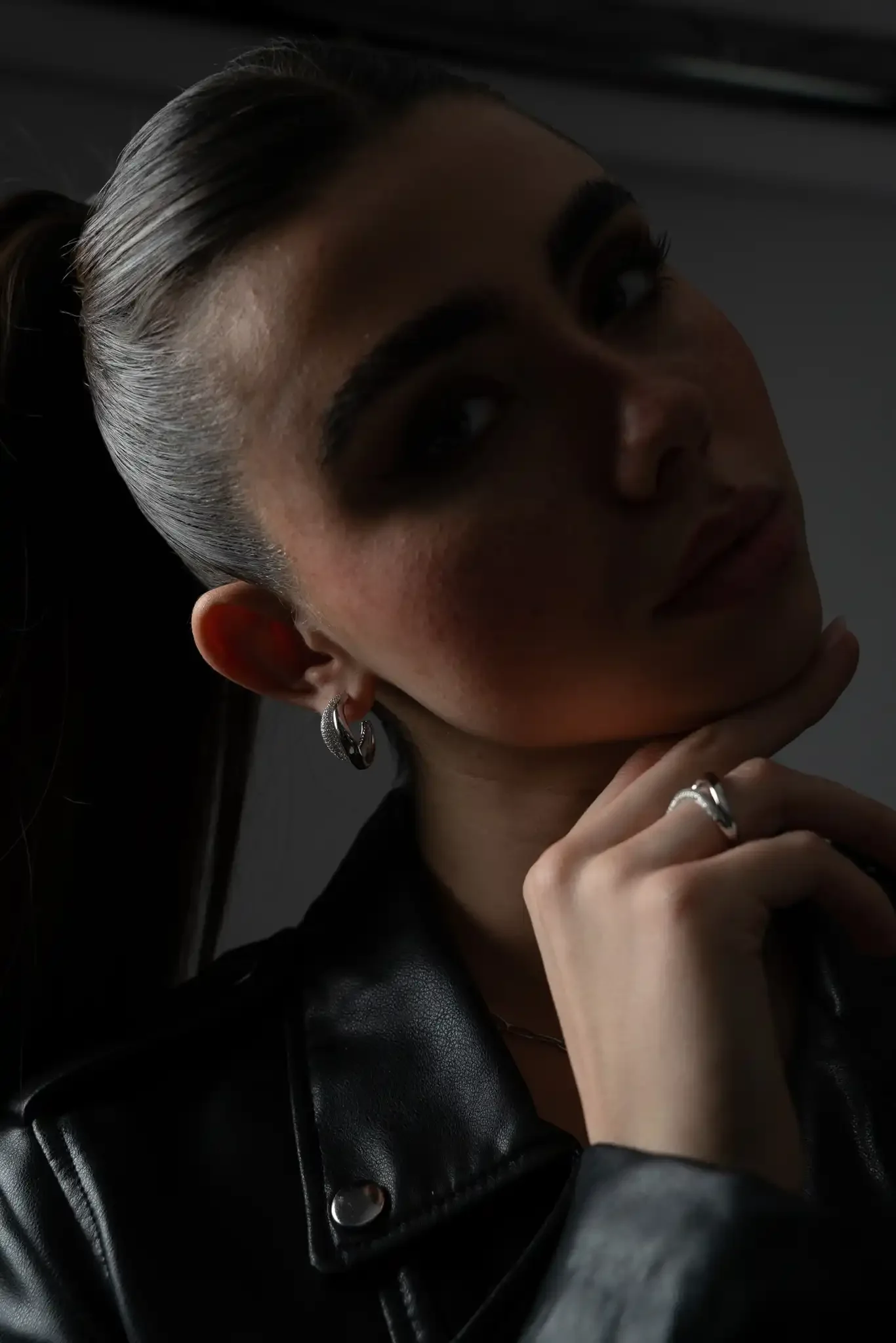 Crystal Galaxy Hoops Silver - Image 3