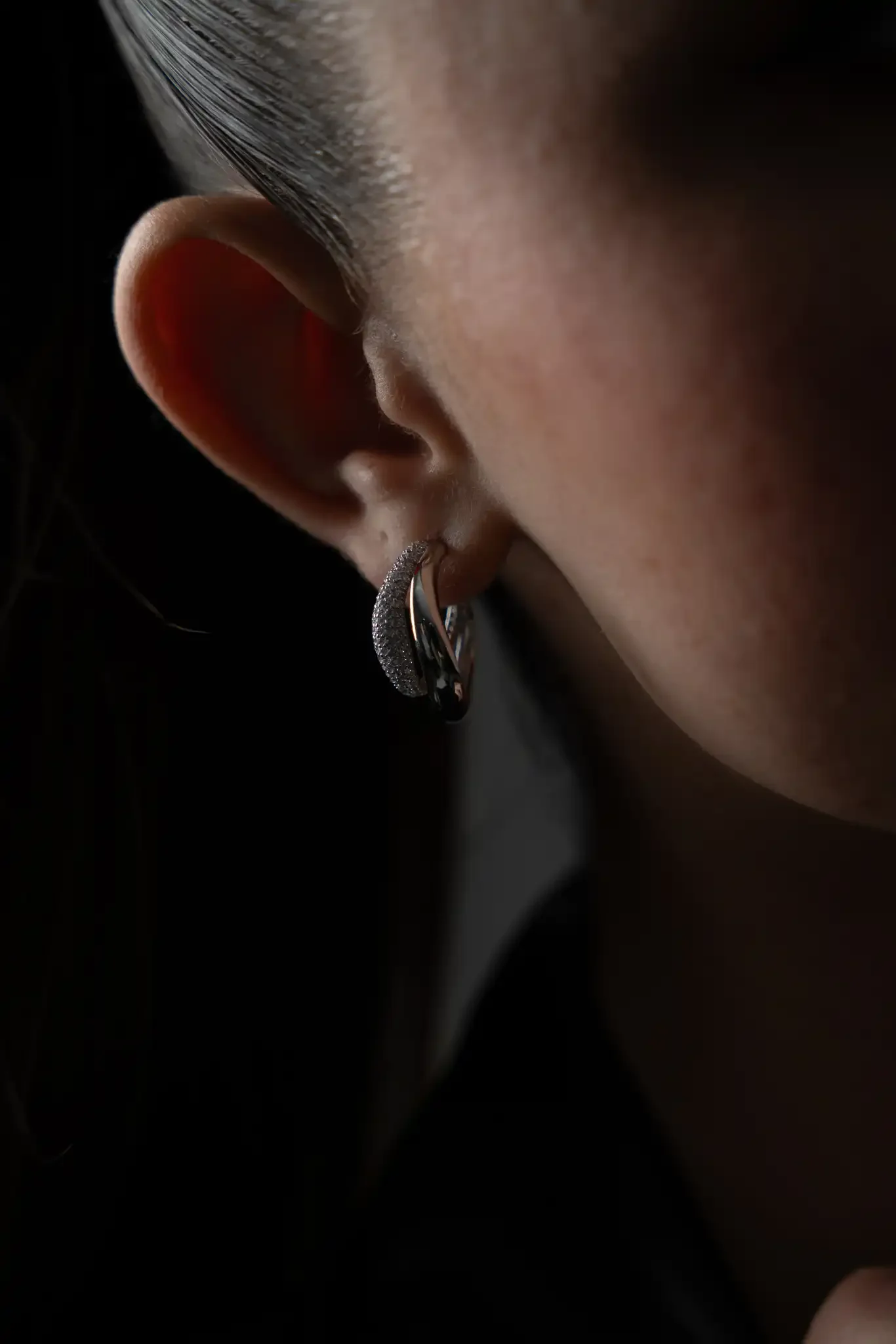 Crystal Galaxy Hoops Silver - Image 4