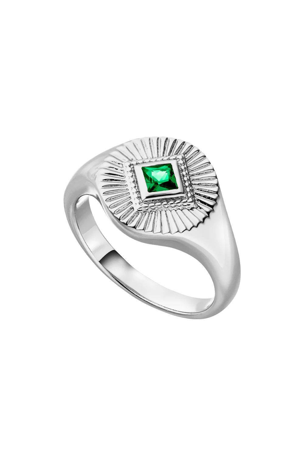 Emerald Signet Ring Silver - Image 5