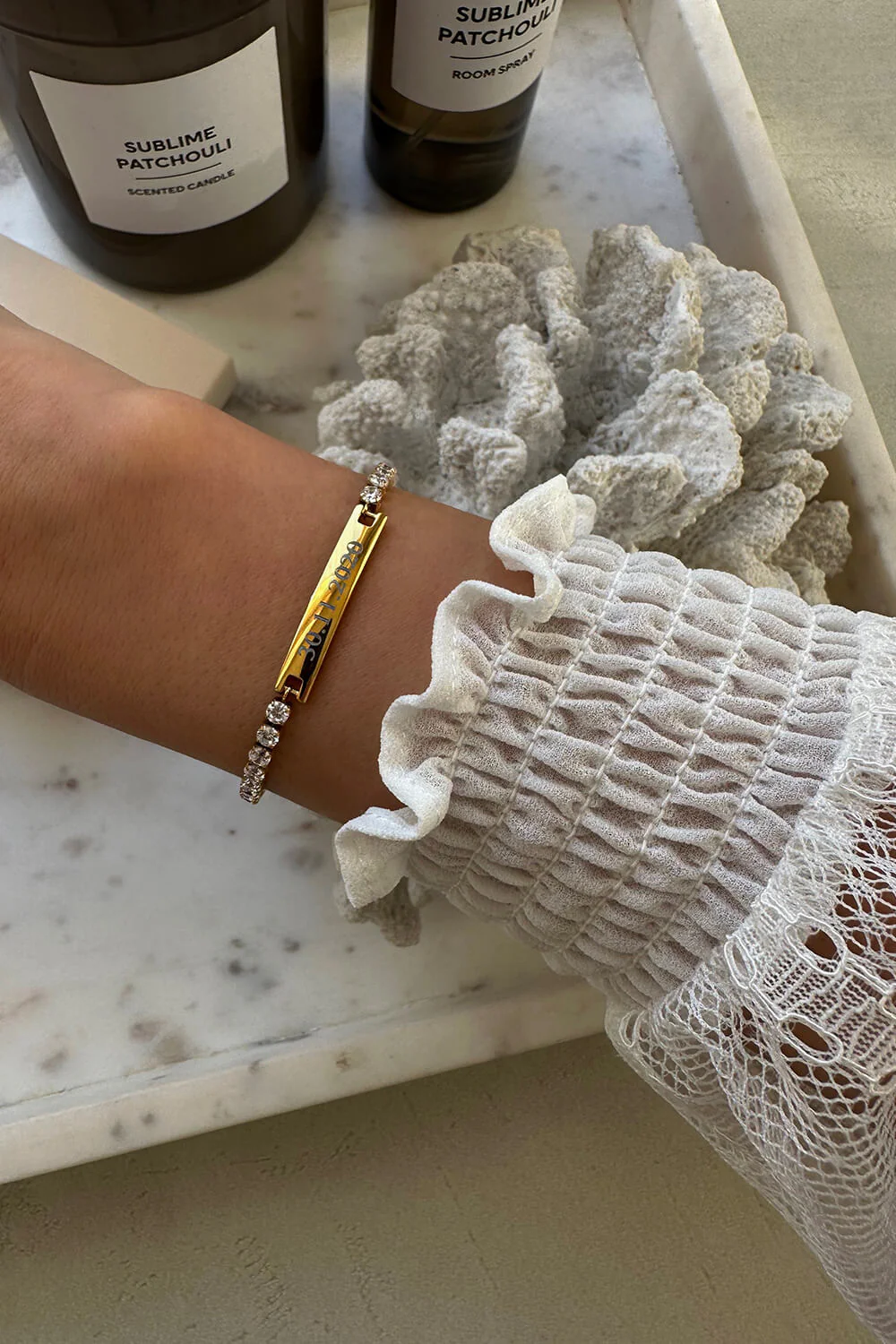 Engravable Tennis Bracelet 18K Gold Plated - Image 3