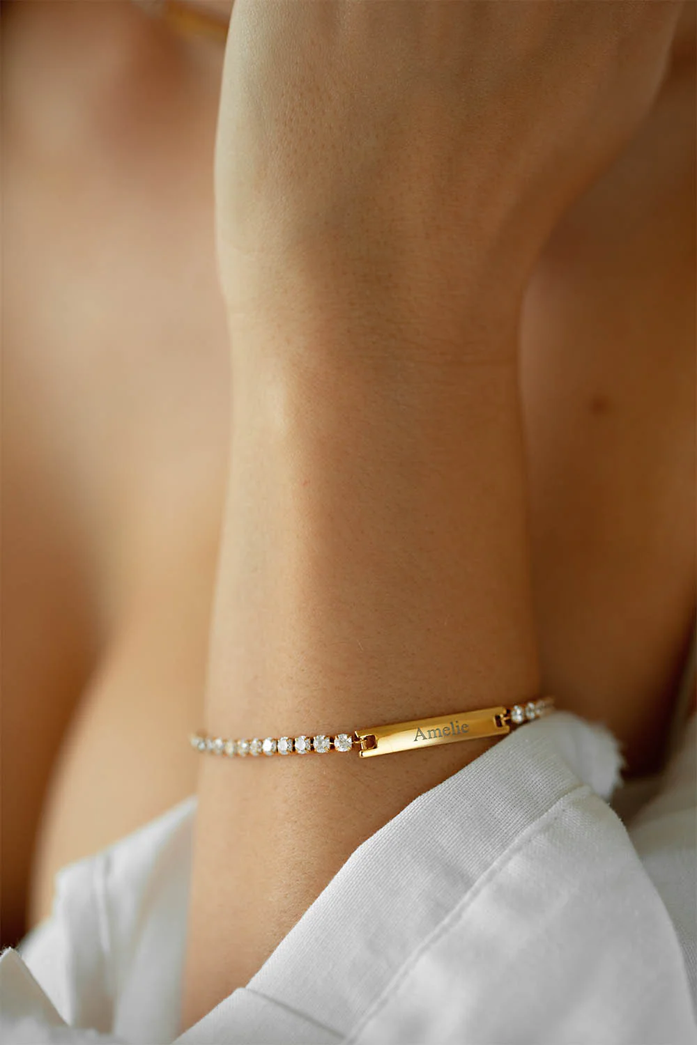 Engravable Tennis Bracelet 18K Gold Plated - Image 7