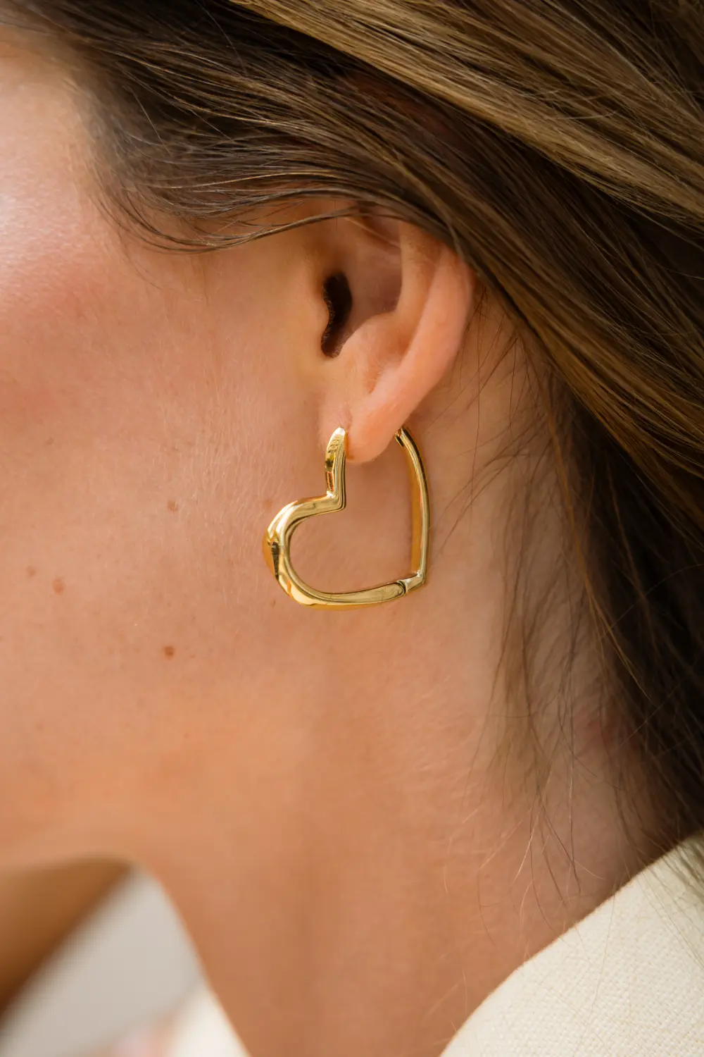 Heart & Soul Hoops Large 18K Gold Plated - Image 3