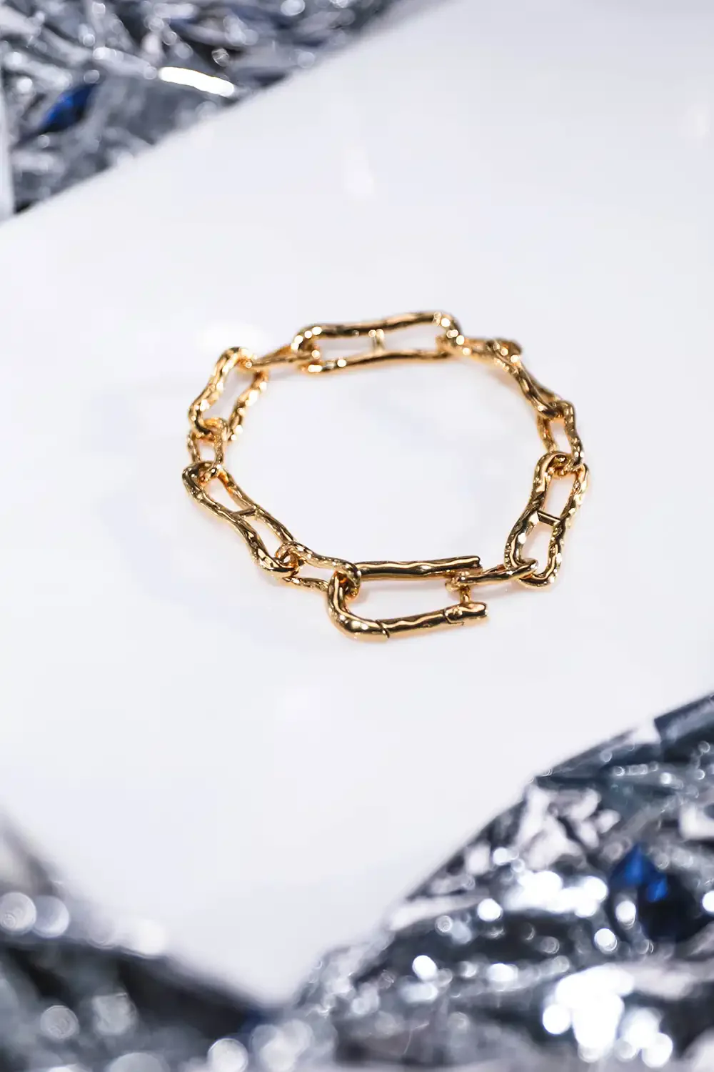 Molten Chunky Bracelet 14K Gold Plated - Image 7