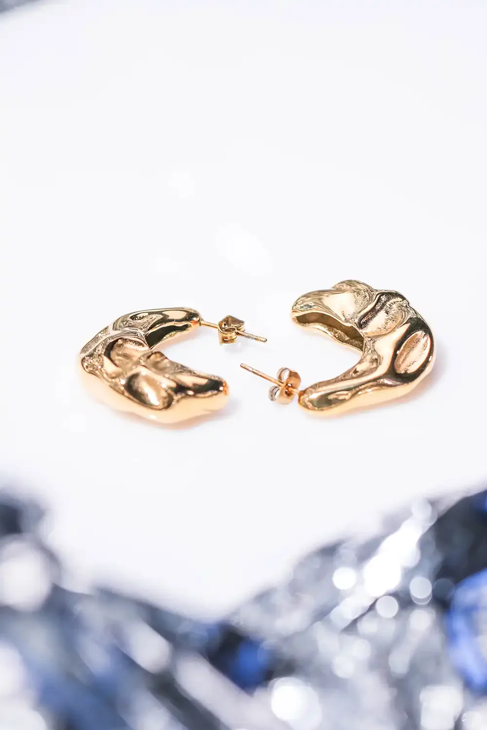 Molten Chunky Hoops 14K Gold Plated - Image 3