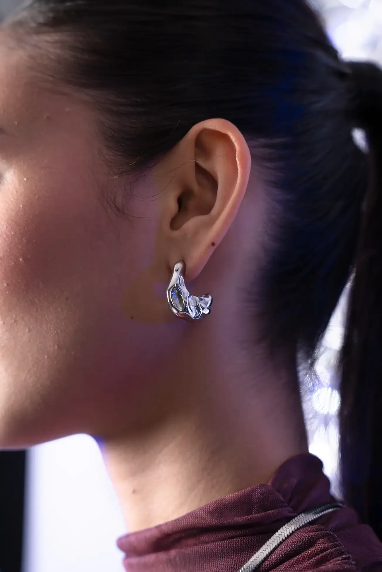 Molten Chunky Hoops Silver - Image 2