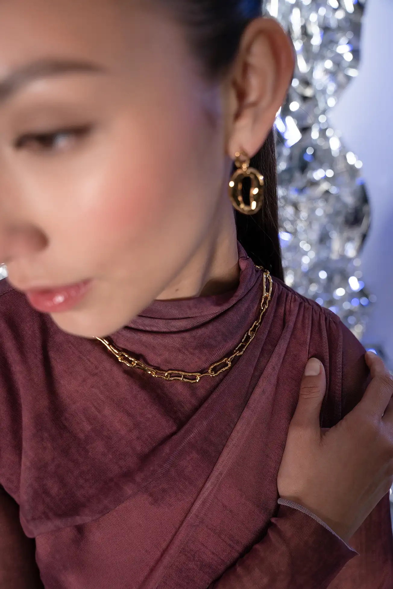 Molten Chunky Necklace 14K Gold Plated - Image 5