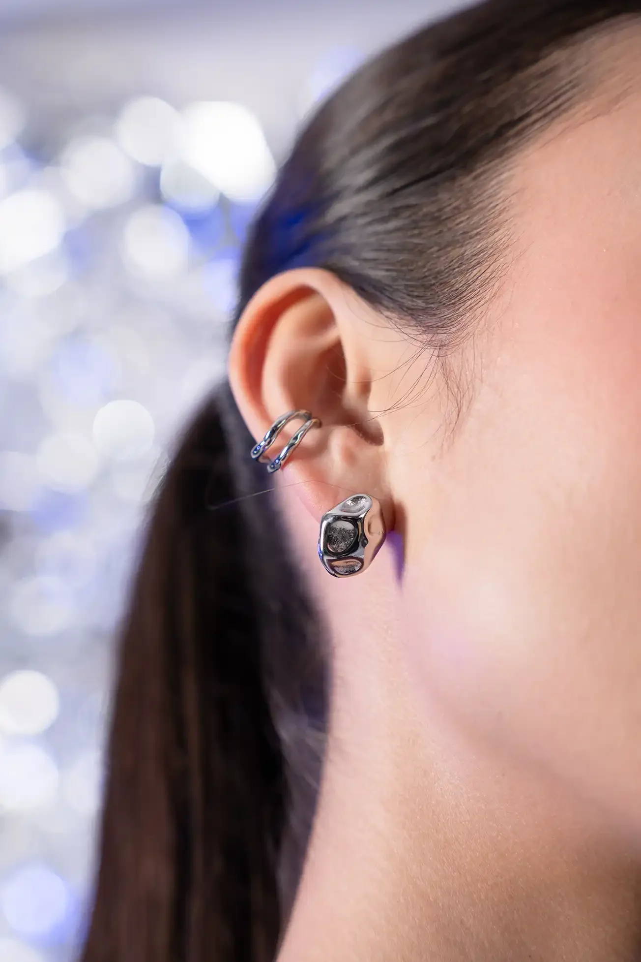 Molten Ear Stud Silver - Image 4