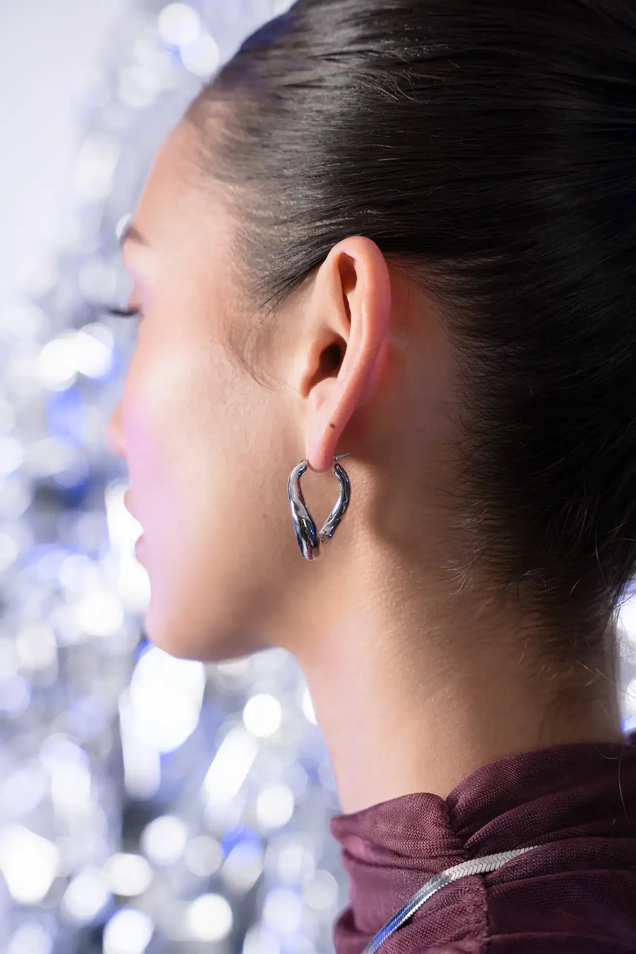 Molten Twisted Hoops Silver - Image 3