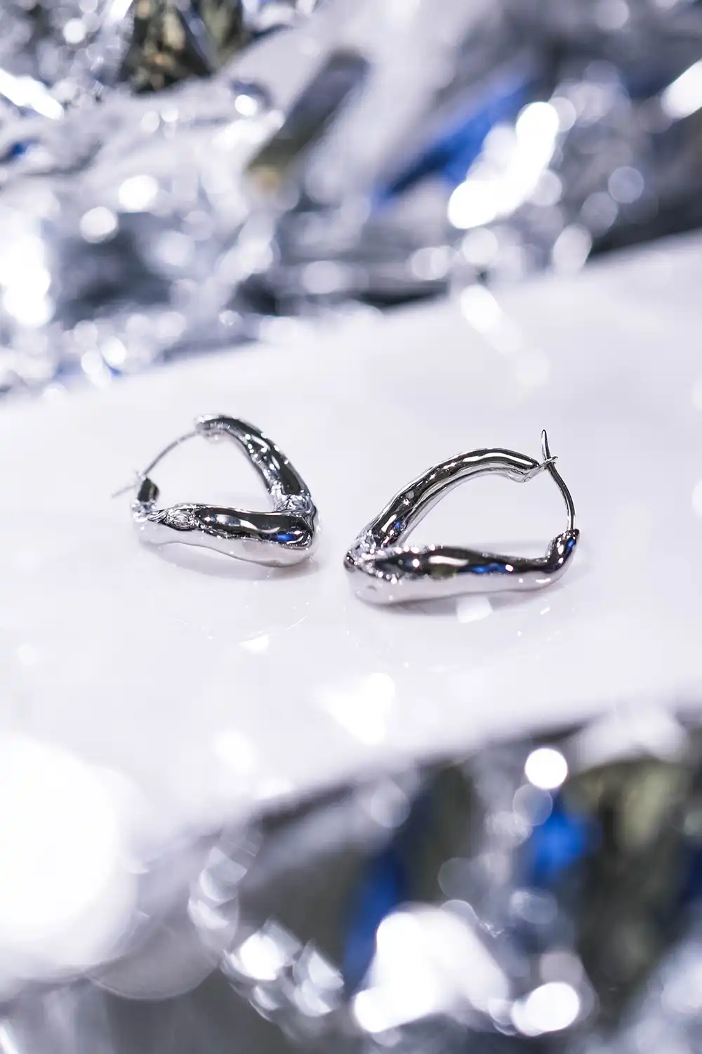 Molten Twisted Hoops Silver - Image 7