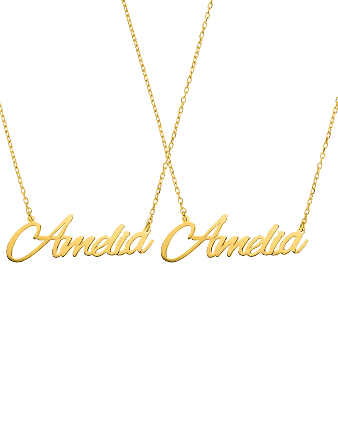 Name Necklace Script Set Gold