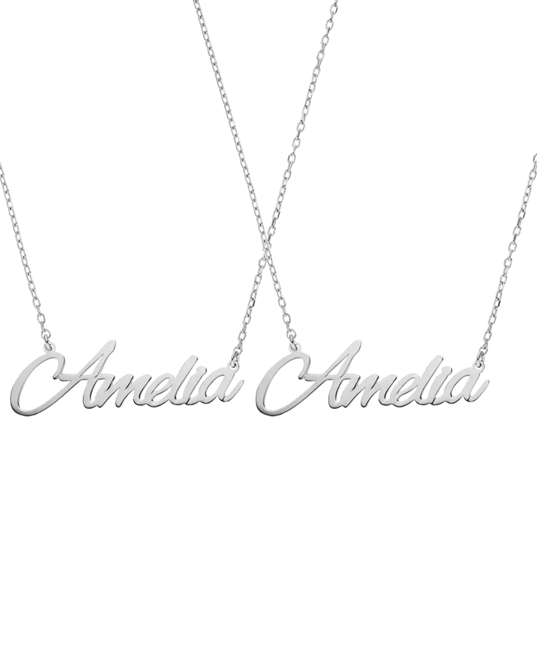 Name Necklace Script Set Silver