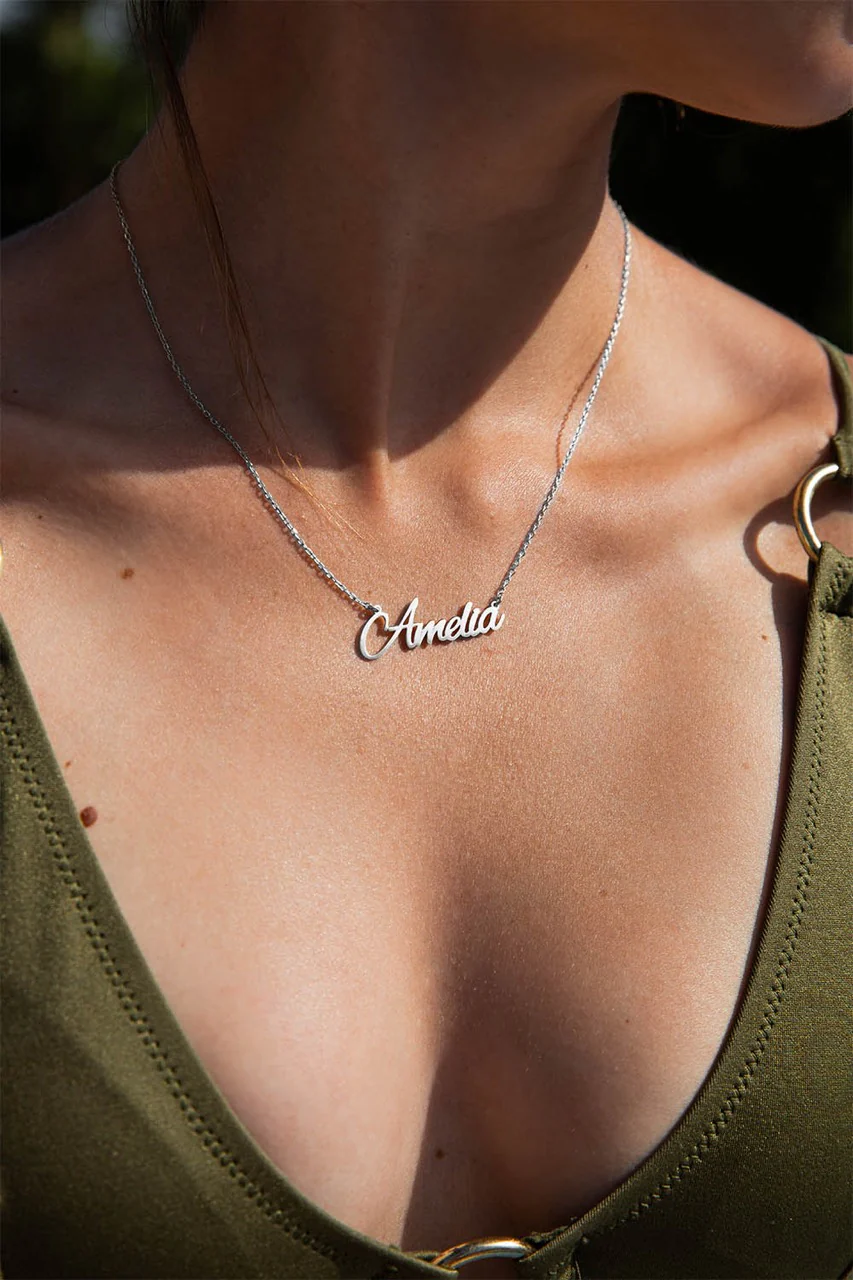 Name Necklace Script Set Silver - Image 2