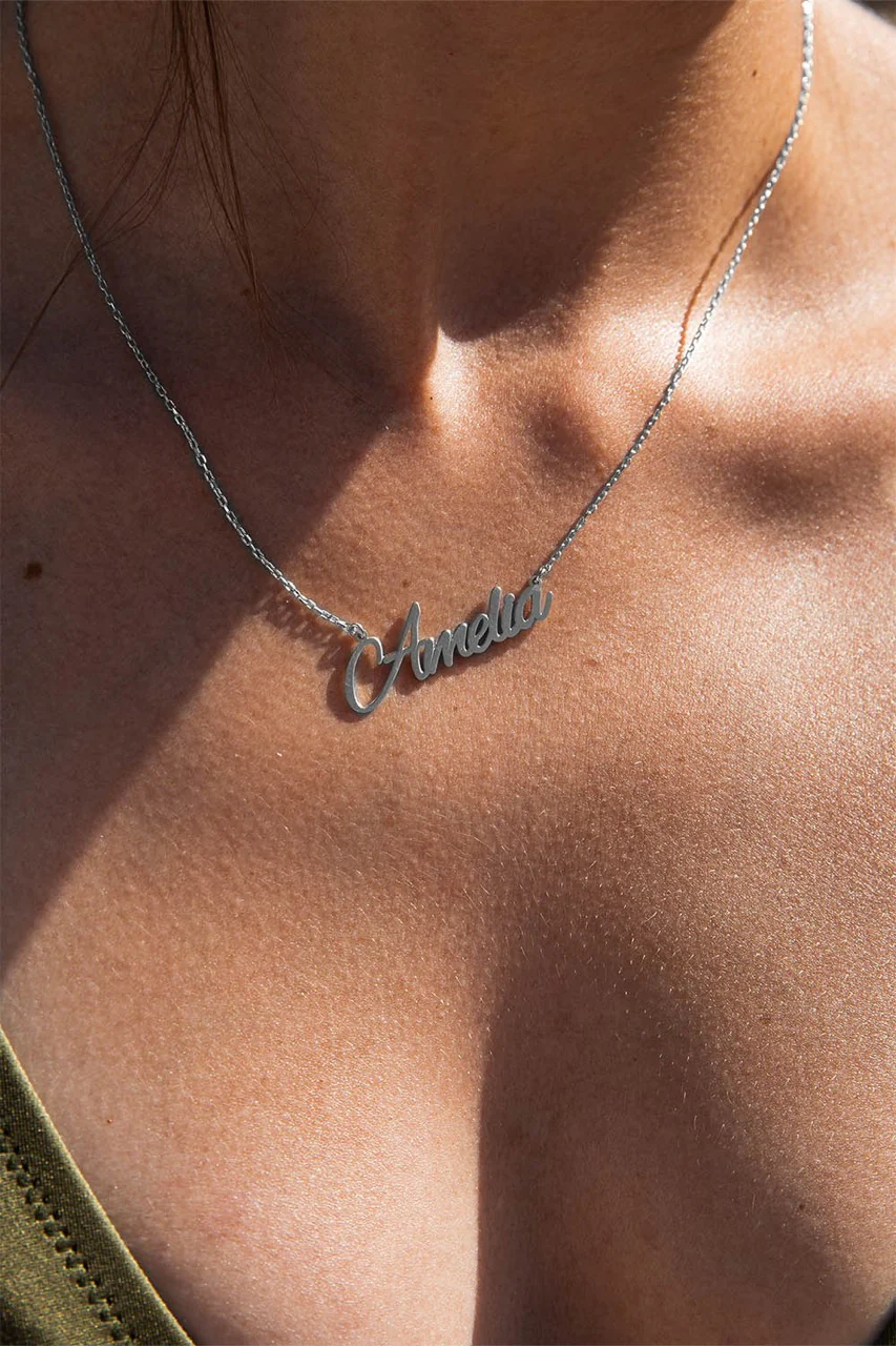 Name Necklace Script Set Silver - Image 3