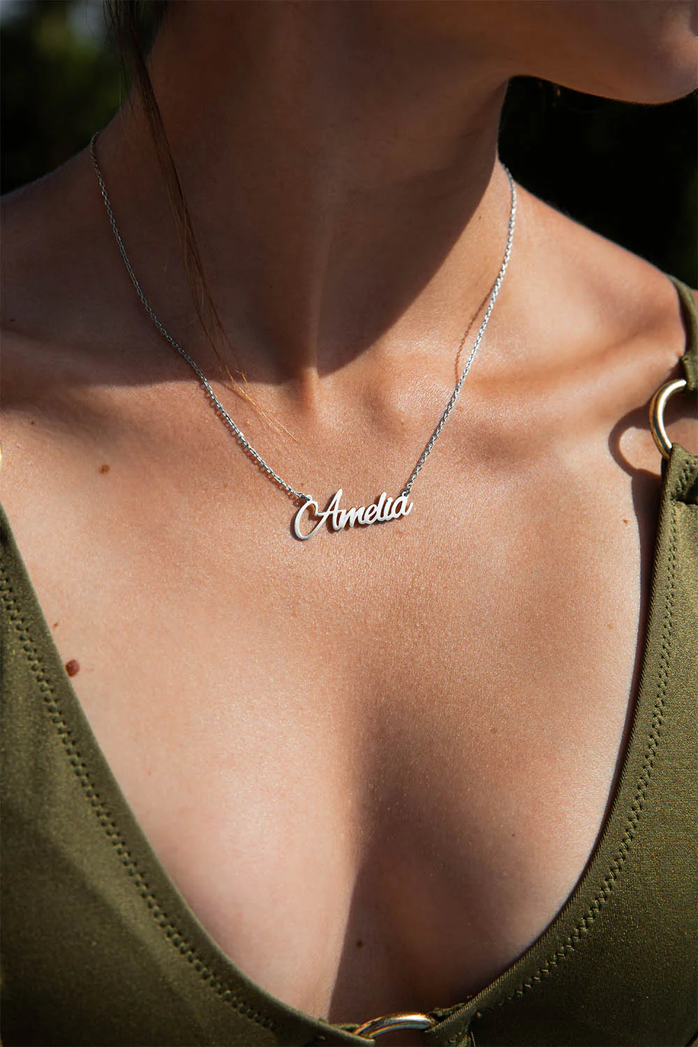Name Necklace Script Silver - Image 3