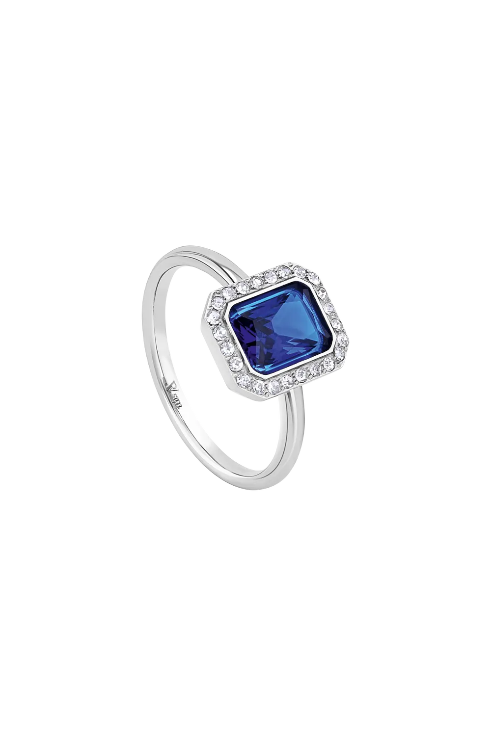 Pavé Emerald Ring Blue Silver