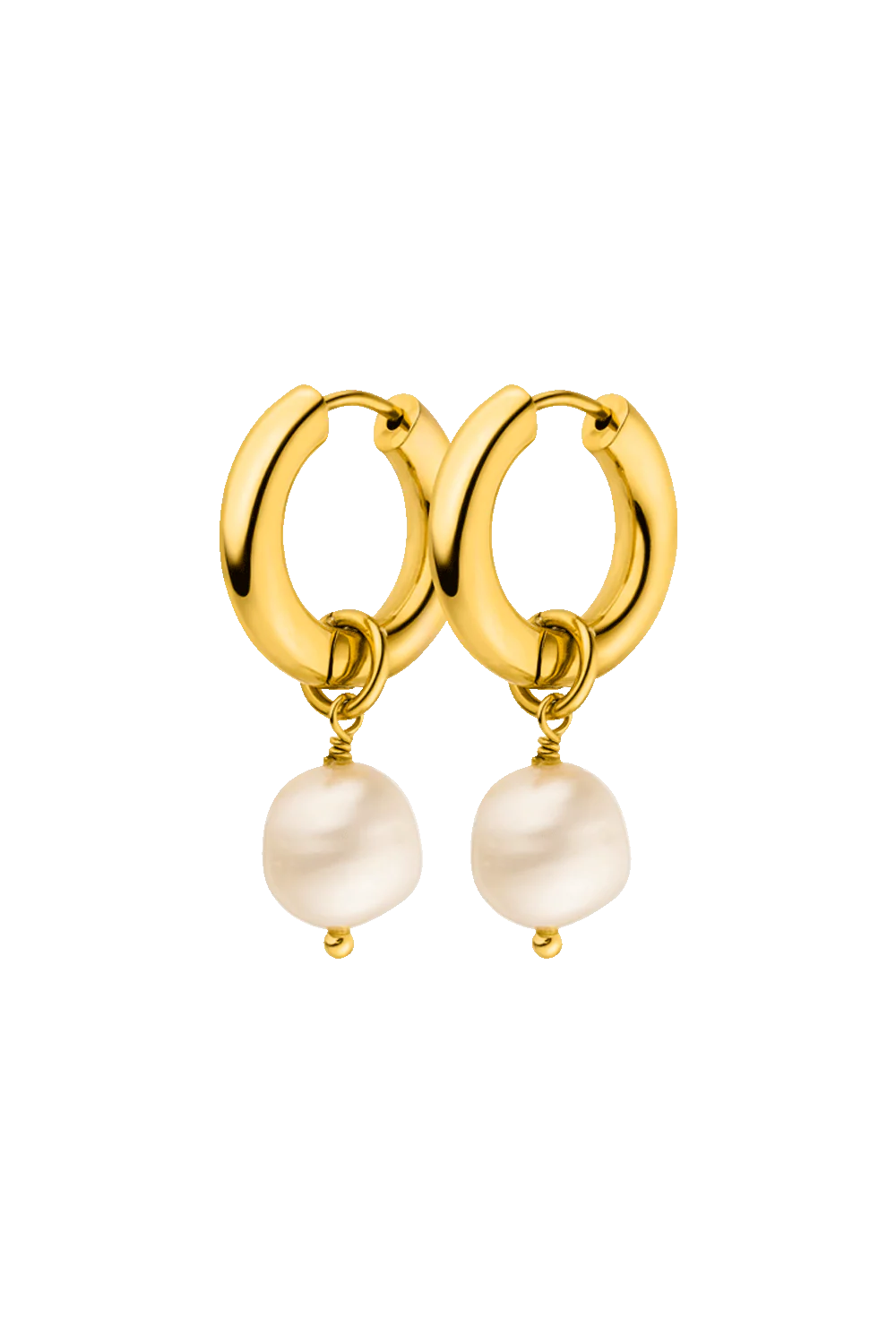 Pearl Charm Hoops 18K Gold Plated