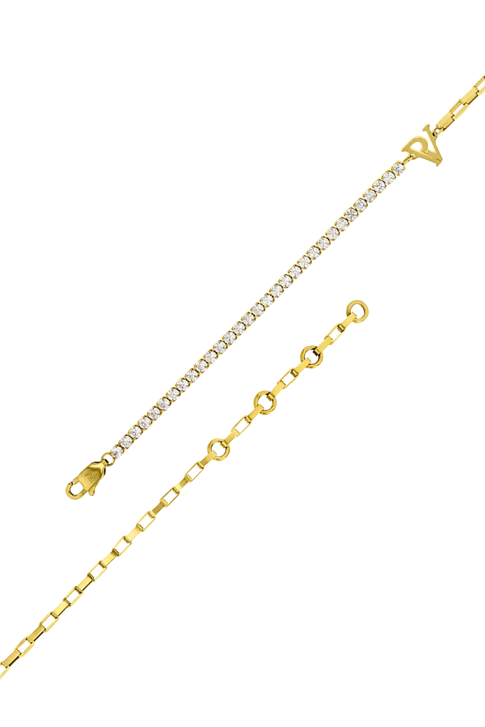 PV Tennis & Chain Anklet 18K Gold Plated - Image 4