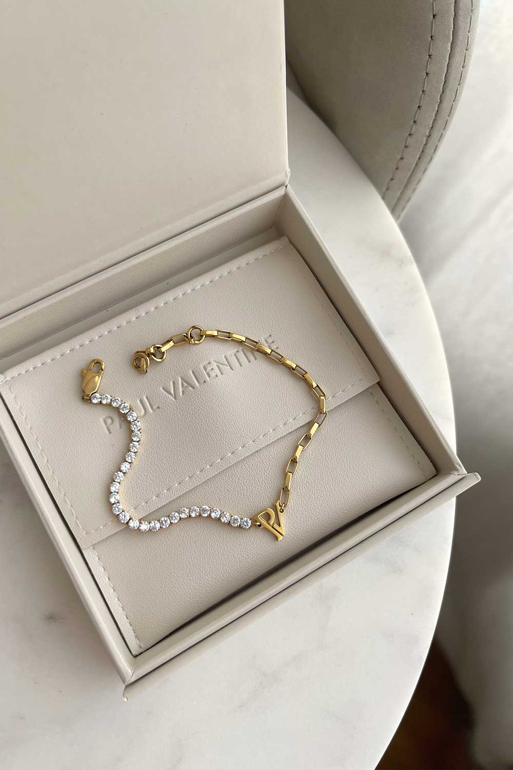 PV Tennis & Chain Bracelet 18K Gold Plated - Image 3