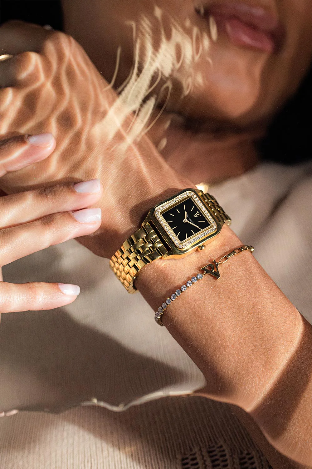 PV Tennis & Chain Bracelet 18K Gold Plated - Image 6