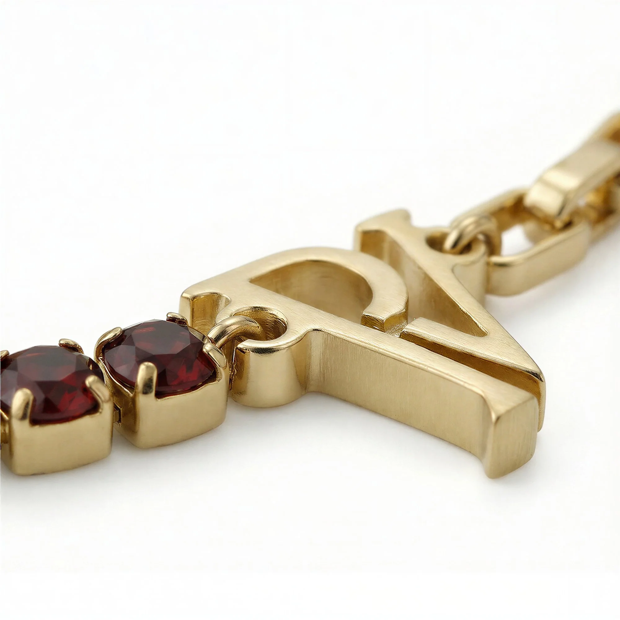 PV Tennis & Chain Burgundy Necklace - Image 3