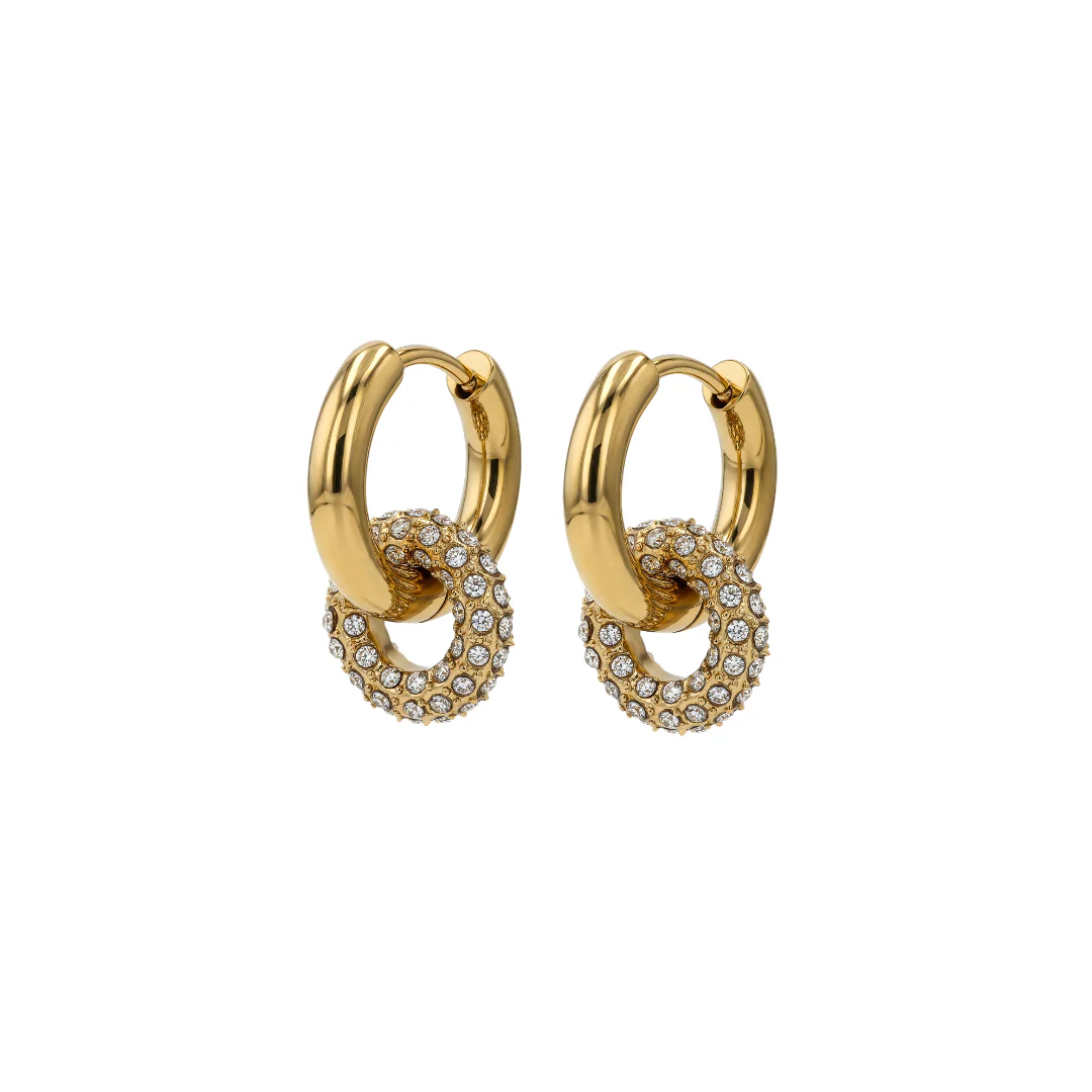 Sparkling Donut Charm Hoop Gold - Image 2