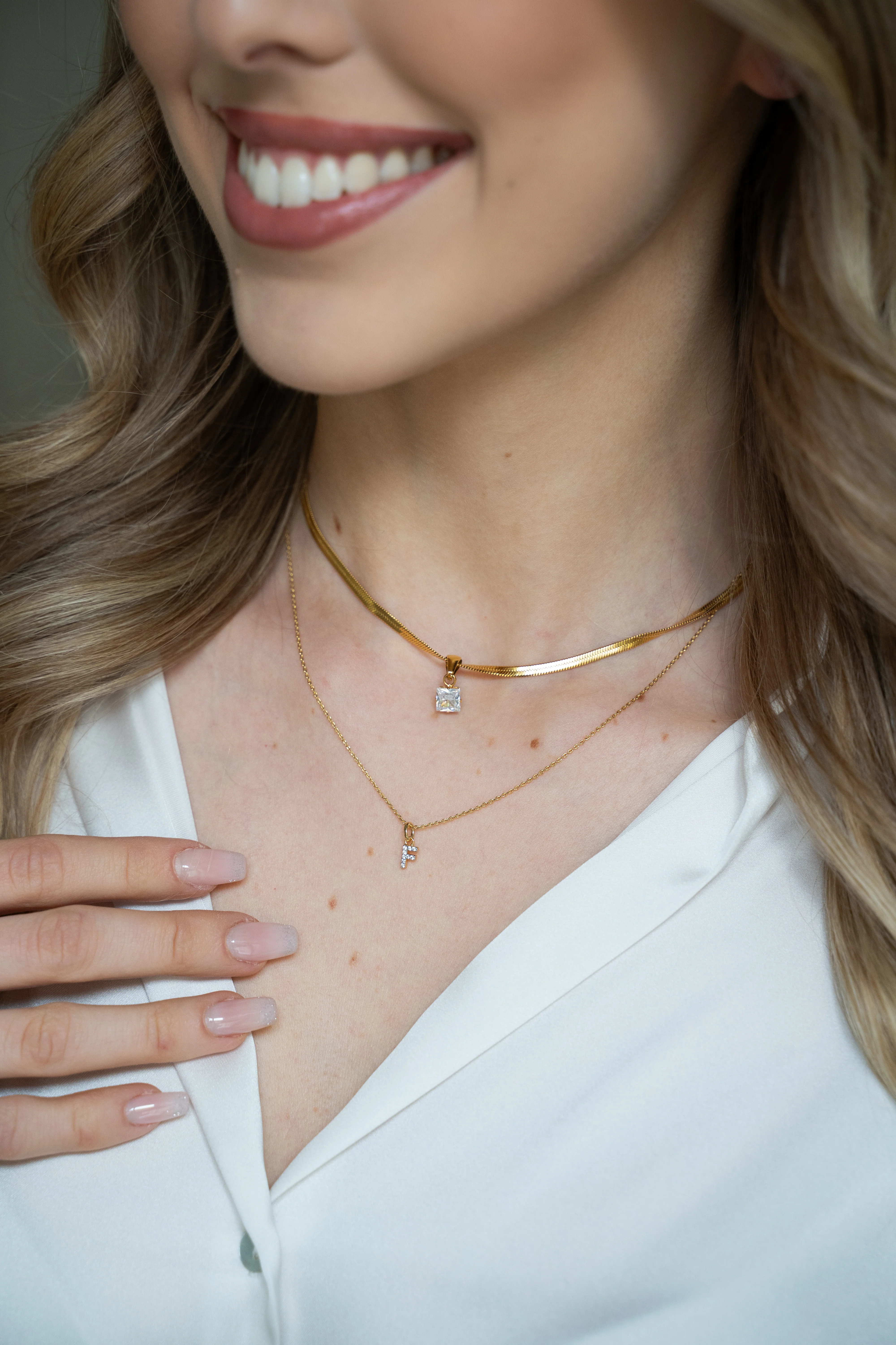 Sparkling Letter Necklace 14K Gold Plated - Image 5